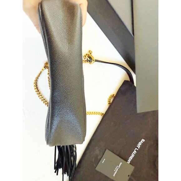 Saint Laurent Grain De Poudre Matelasse Monogram Mini Lou Camera Bag Black - Picture 6 of 12